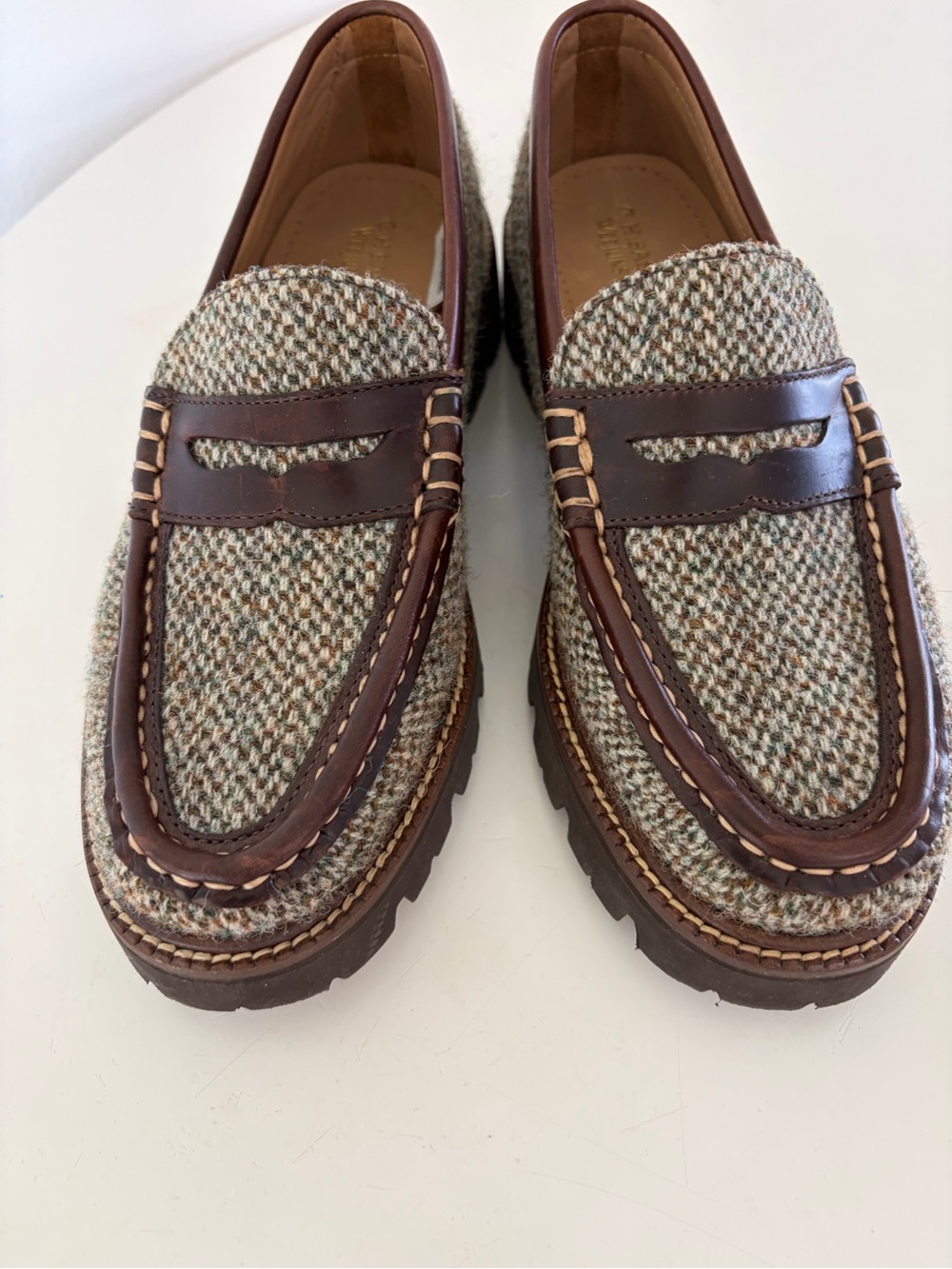 G.H Bass Weejuns Women's Larson Harris Tweed Wool & Leather Lug Penny Loafers